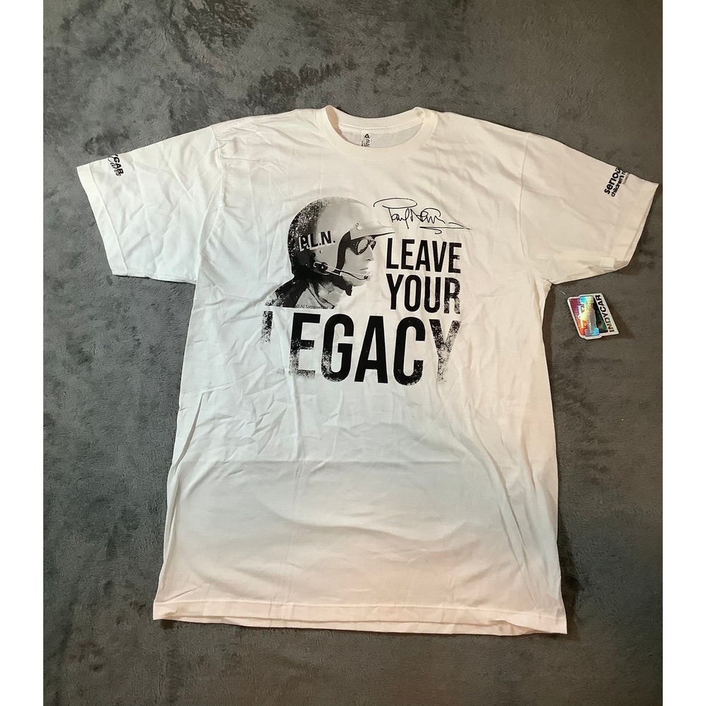 Paul Newman IndyCar Alstyle T-Shirt Large White Leave Your Legacy Charity NWT